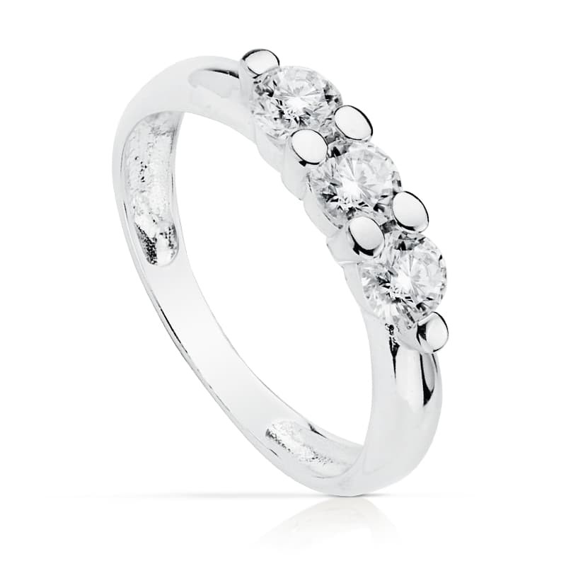 SOLITARIO TRES CIRCONITAS 4 MM ORO BLANCO                                                           