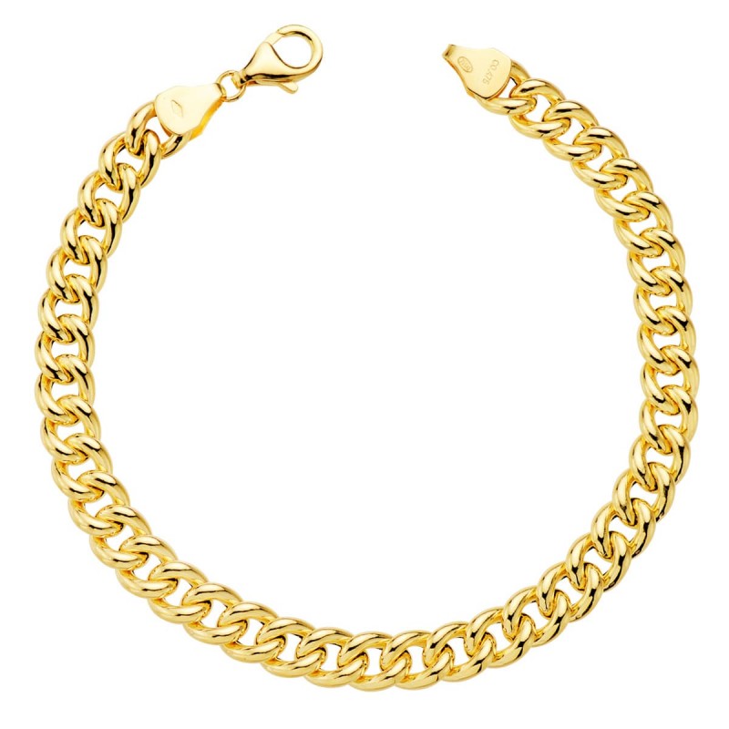 PULSERA ORO AMARILLO HUECA ESLABON TIPO BARBADA 19.5 CM 6 MM                                        
