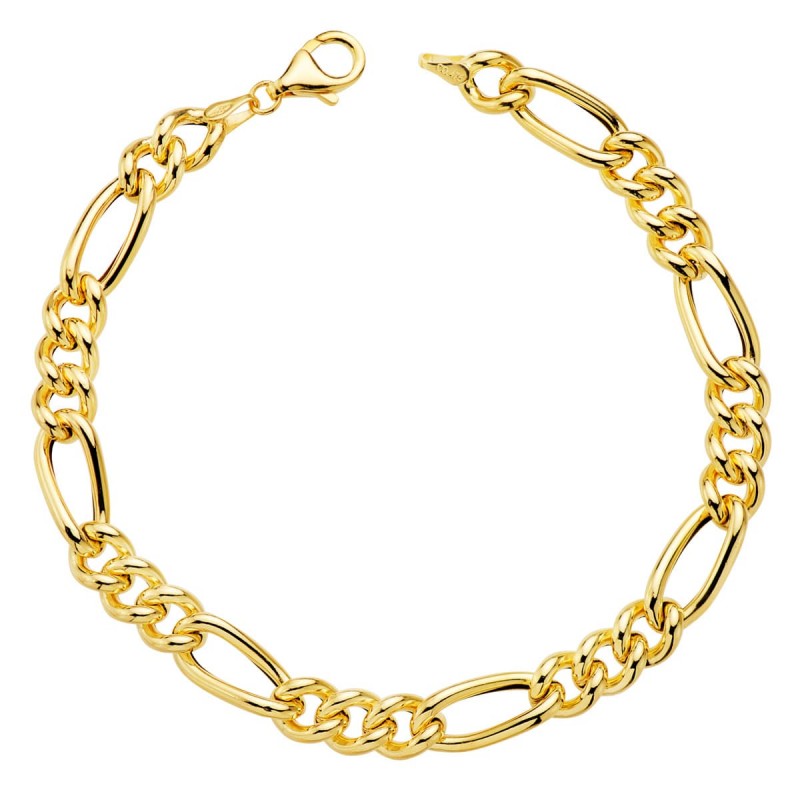 PULSERA ORO AMARILLO HUECA ESLABON TIPO CARTIER 3X1. 19.5 CM 6.5 MM                                 