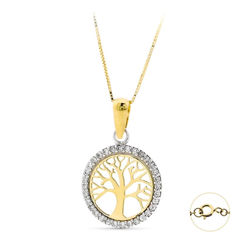 ARGANTILLA 42 CM ORO BICOLOR ARBOL DE LA VIDA 13 MM                                                 