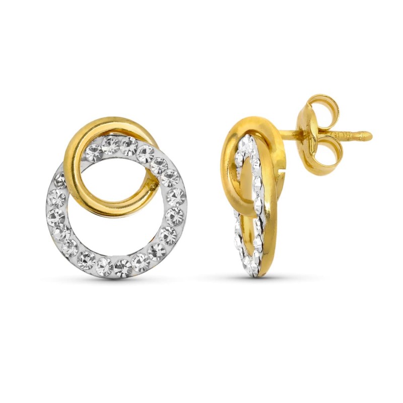 PENDIENTES AROS ENTRELAZADOS ORO AMARILLO 10X8 MM PRESION                                           