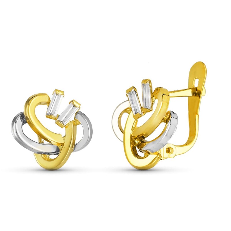 PENDIENTES ORO BICOLOR BANDAS OVALES 12X12 MM CIRCONITA CATALAN                                     