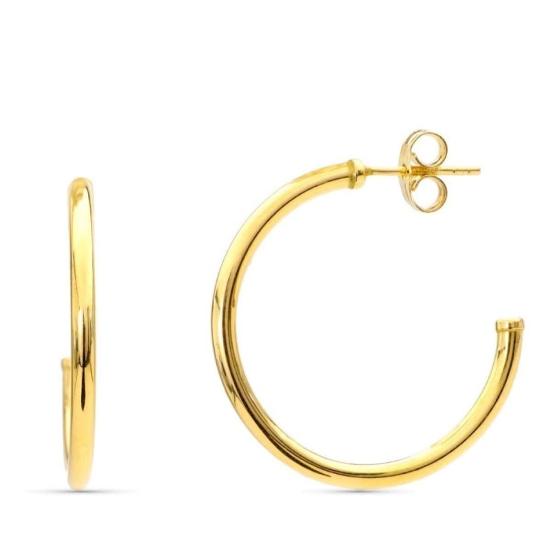 PENDIENTES ORO AMARILLO ARO 25 MM TUBO REDONDO DE 2 MM                                              