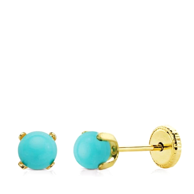 Pendientes de oro de 18 k con cierre de rosca.