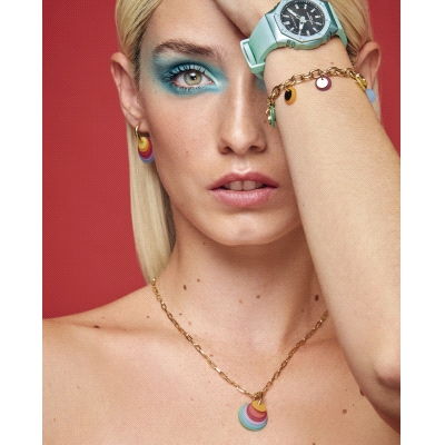 PEND ACERO IP DORADO Y RESINA SRA FN                                                                