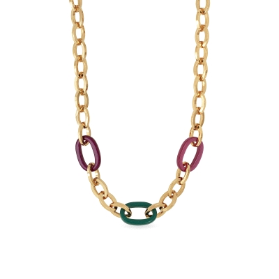 COLLAR TRICOLOR ACETATOS 42+5CM CHAPADO                                                             