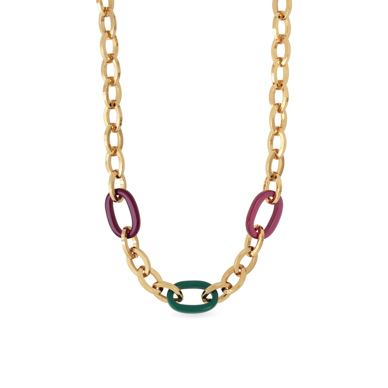 COLLAR TRICOLOR ACETATOS 42+5CM CHAPADO                                                             