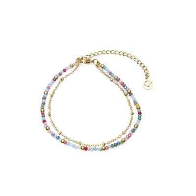 TOBILLERA ACERO IP DORADO PIEDRAS SRA FN                                                            