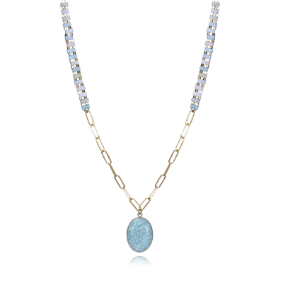 COLLAR ACERO IP DORADO PIEDRAS NAT SRA FSN                                                          