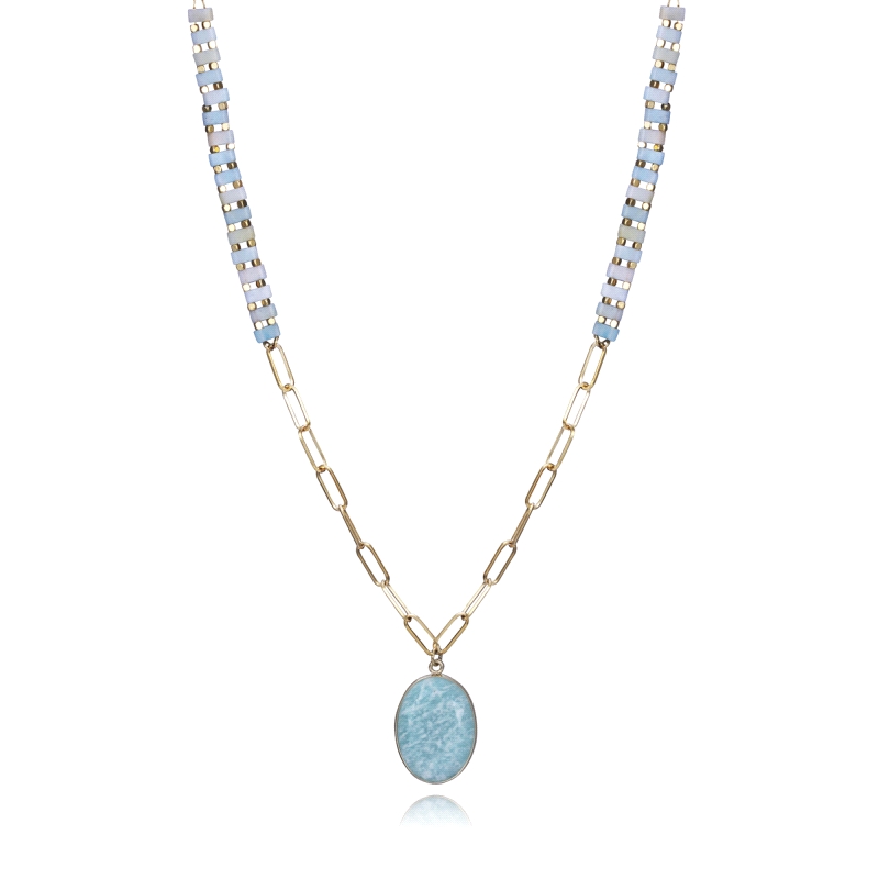 COLLAR ACERO IP DORADO PIEDRAS NAT SRA FSN                                                          