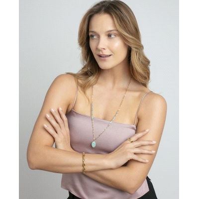 COLLAR ACERO IP DORADO PIEDRAS NAT SRA FSN                                                          