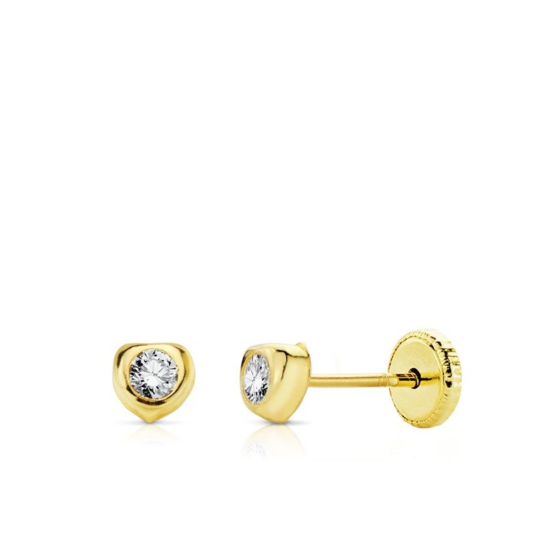 PENDIENTES ORO AMARILLO CORAZON CIRCONITA 4MM.TUERCA                                                