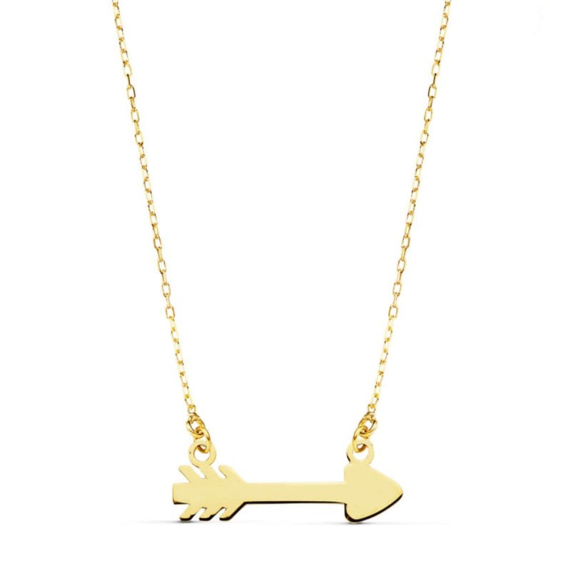 GARGANTILLA ORO AMARILLO FLECHA CUPIDO 6X20 MM CADENA 45 CM                                         