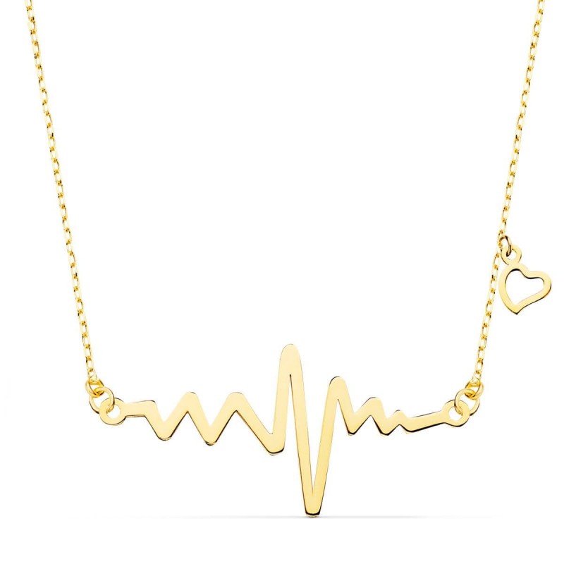 COLGANTE ORO AMARILLO CARDIOGRAMA 30X14 MM CADENA FORZADA 44+2CM                                    