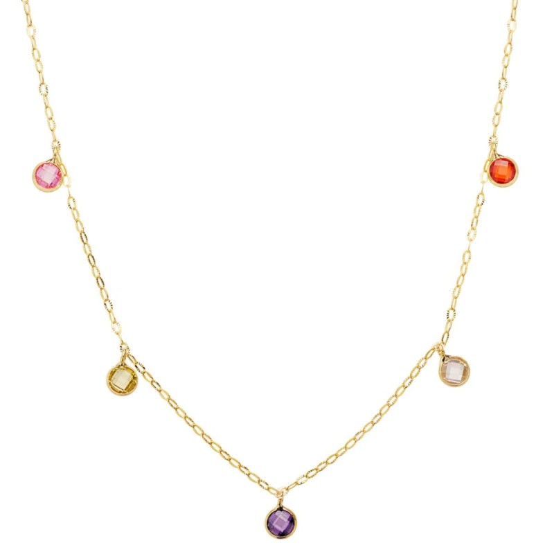 GARGANTILLA ORO AMARILLO PIEDRAS COLOR 40 CM                                                        